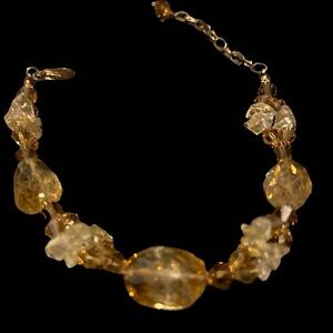 Vintage Quartz Crystal Beads Bracelet Citrines